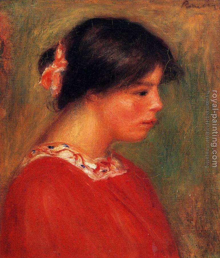 Pierre Auguste Renoir : Head of a Woman in Red